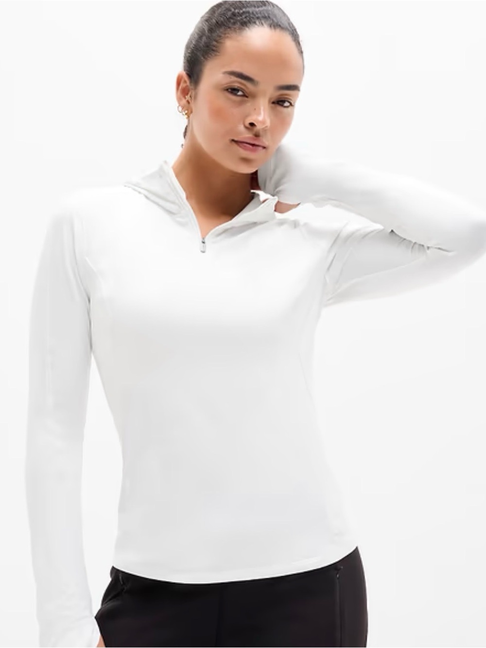 Athleta White Summit Half Zip Hoodie